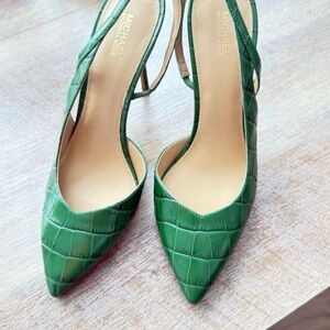 Michael Kors Emerald Croc-Embossed Heels